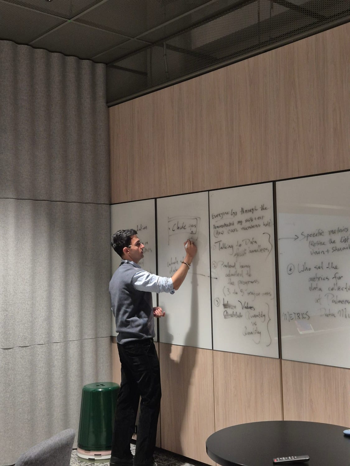 Samreid Manez working through a problem at the whiteboard