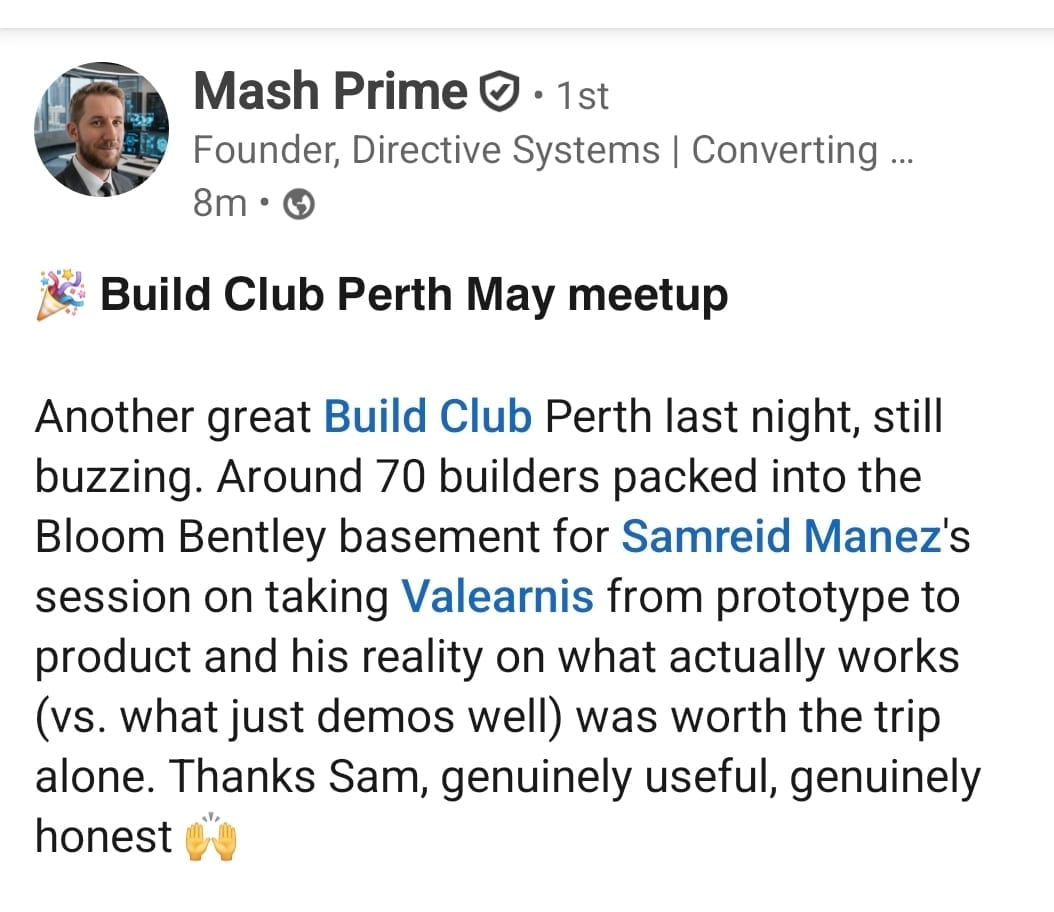 Mash Prime on the Build Club Perth May meetup