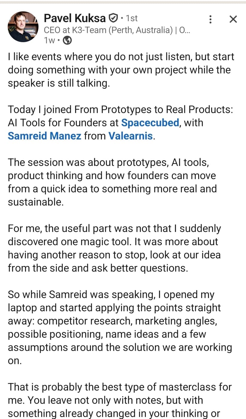 Pavel Kuksa on From Prototypes to Real Products at Spacecubed